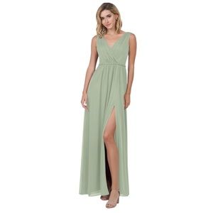 Azazie Tanicia Dusty Sage Formal Bridesmaid Dress Size C which is a Size 10
